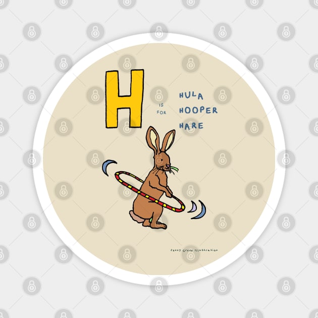 H is for hula hooper hare. Magnet by JennyGreneIllustration